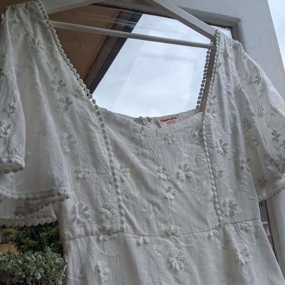 Showpo - Fancy A Spritz Square Neck Mini Dress In White Embroidery/ AU Size 8 - Picture 6 of 6
